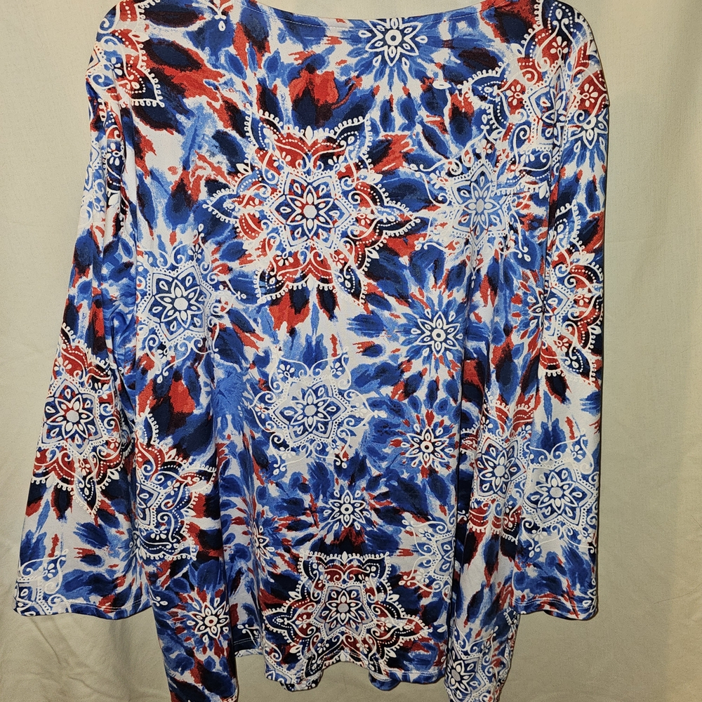 Ruby Rd. Blue And Red Patterned Blouse - image 5